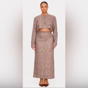 Gold Plus Size Sequin Maxi Skirt